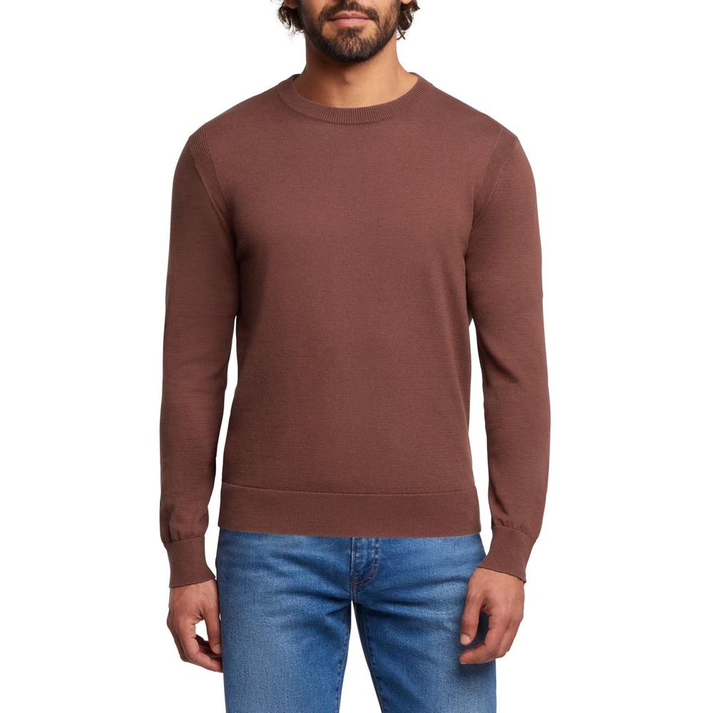 Express Mens Lightweight Crewneck Sweater Brown Pullover XXL